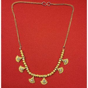 Gold Tone Stone Studded Necklace Set